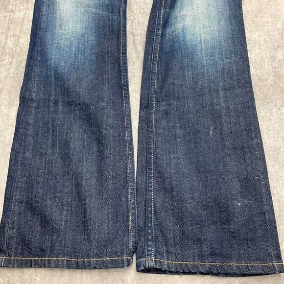 Express ReRock Jean Women 6 Blue Distressed Stitch Pocket Cotton Flap Stretch - Picture 3 of 16